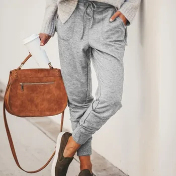 

Women Casual Loose Pants Women Pencil Pants Drawstring Elastic Waist Pants Trousers With Pockets Hot Sale Multi-color Optional