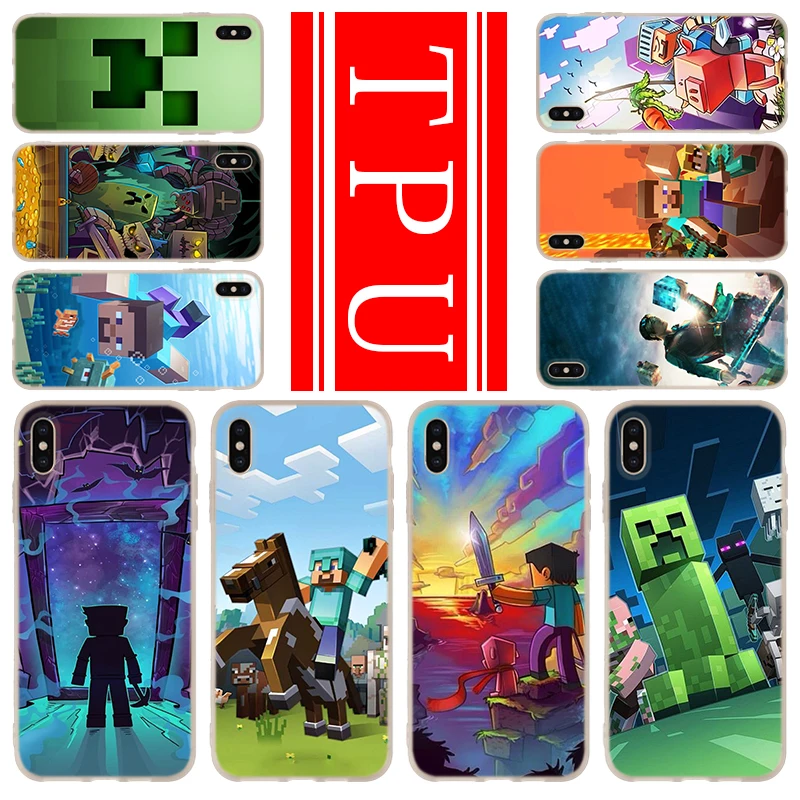 

Fashion Phone For iPhone 11 Pro XR X XS Max Case Cover For iPhone 6S 6 7 8 Plus 4 4S 5 5S SE Minecraft funny