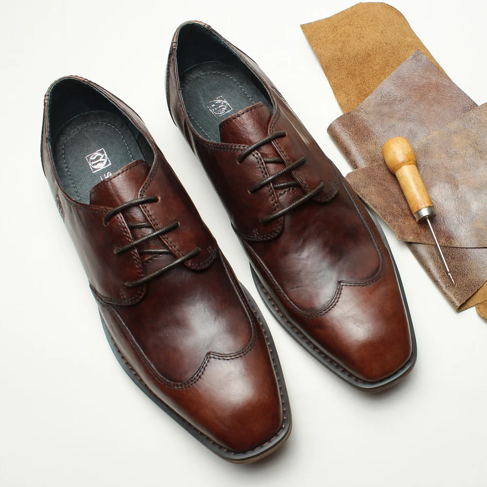 

Luxury Yellow Goodyear Welted men genuine leather Oxford brogue flats Shoes Mens Purple Shoes Wedding Formal shoes For men