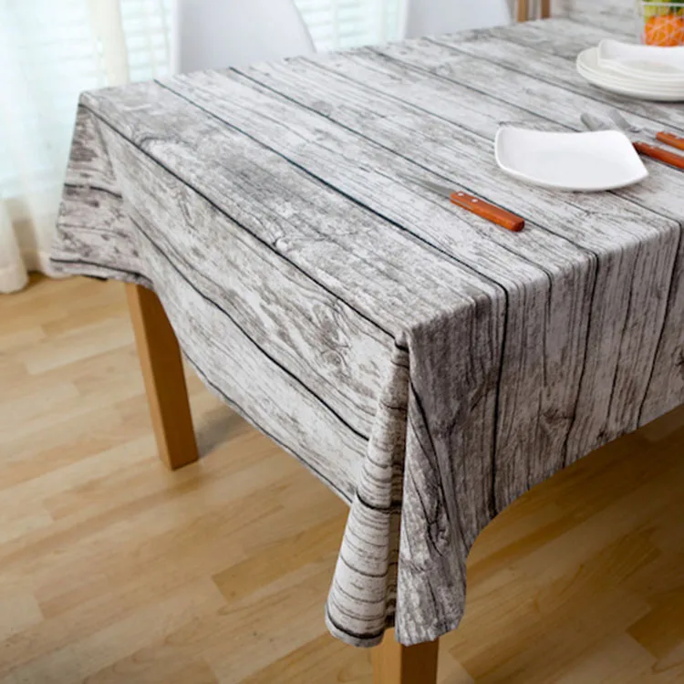 Vintage Wood Grain fabric Table Cloth Rustic Tablecloth linen coffee