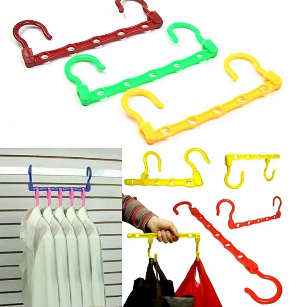 

New 1Pcs Delicate Clothes Space Saver Useful 5-Hole Space Saver Wonder Magic Hanger Hook Closet Organizer Promotion