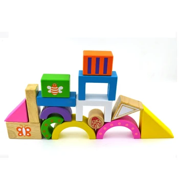 

Chanycore Baby Learning Educational Wooden Toys Blocks Jenga Building House 15pcs Geometric Shape Enlightenment Kids Gifts 4190