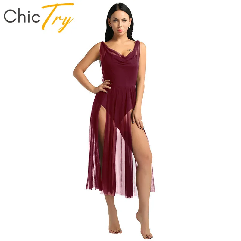 

ChicTry Women Built In Shelf Bra Ballet Leotard Adult Gymnastics Leotard Ballet Tutu Dress Contemporary Lyrical Dance Costumes