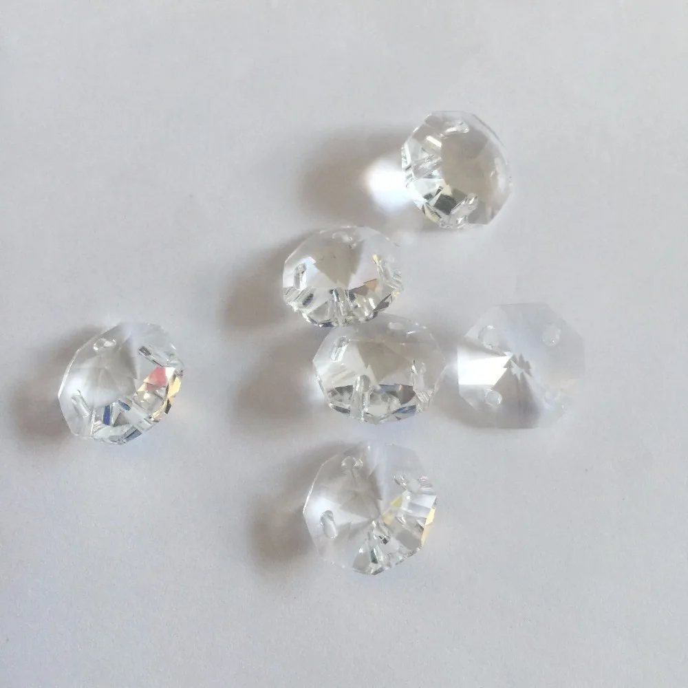 2000pcs 14mm clear Octagon Beads In 4 Holes crystal DIY Curtain Beads ...