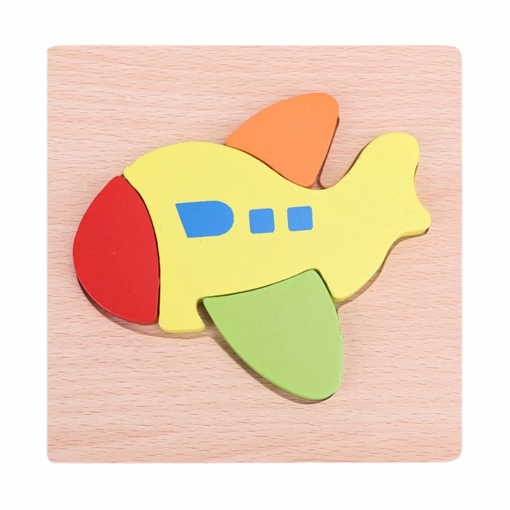 Children 3D Wooden Puzzle Cartoon Animal Vehicles Tangram Jigsaw Board Puzzle Kids Intelligence Developmental Toys