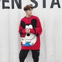 Oversize Men Women Fashion Cartoon Loose Long Sleeve Sweater High Street Hip Hop Knitted Pullover Sweater