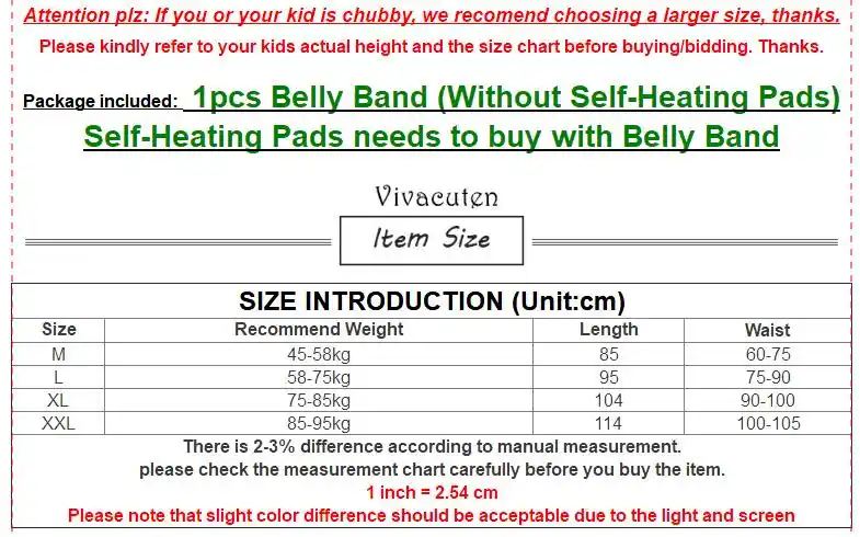 Belly Band Size Chart