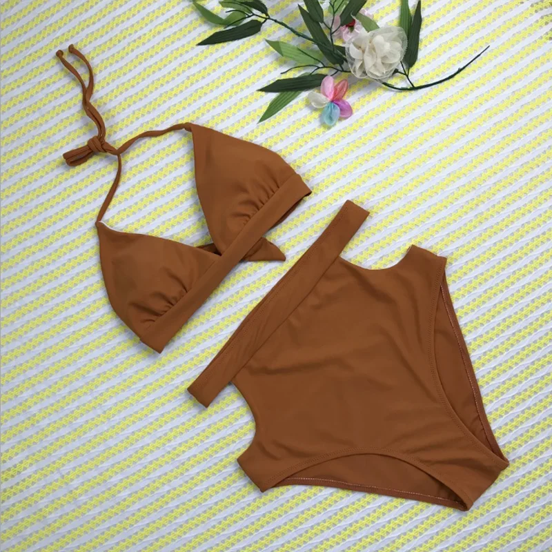 

2018 Sexy High Waist Bikini Set Push Up Swimwear Women Swimsuit Womens Bikini Halter Top Bathing Suit Beachwear Biquini