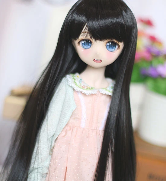 

D01-P442 children handmade toy 1/6 1/4 1/3 Doll Accessories BJD/SD doll wig Black vintage long hair 1pcs
