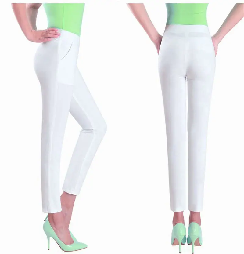 5XL летние брюки женские эластичные узкие брюки с высокой талией женские брюки женские повседневные брюки размера плюс женские офисные брюки уличная одежда Q1418