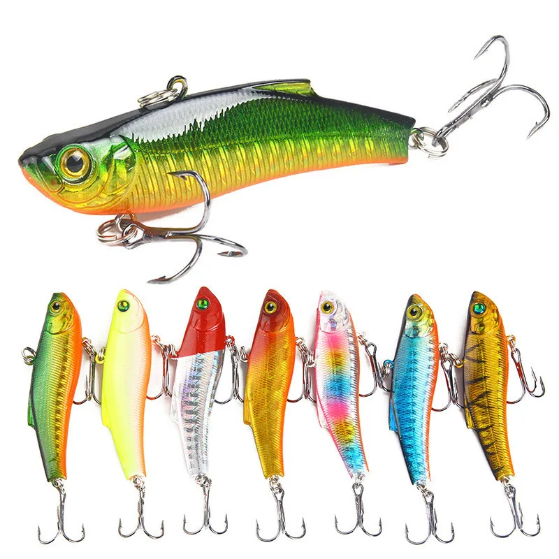 

7Pcs/lot 7cm 18g Isca Artificial Laser VIB Bait Fishing Lures For Ocean 3D Eyes Hard Bait With 2 Hook Fishing Tackle