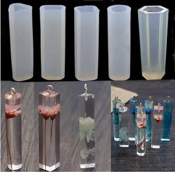 

10pcs/Set DIY Pendant Liquid Silicone Mold Resin Jewelry Pendant Mould Handmade Decoration Tools Cylinder Trapezoid Crystal
