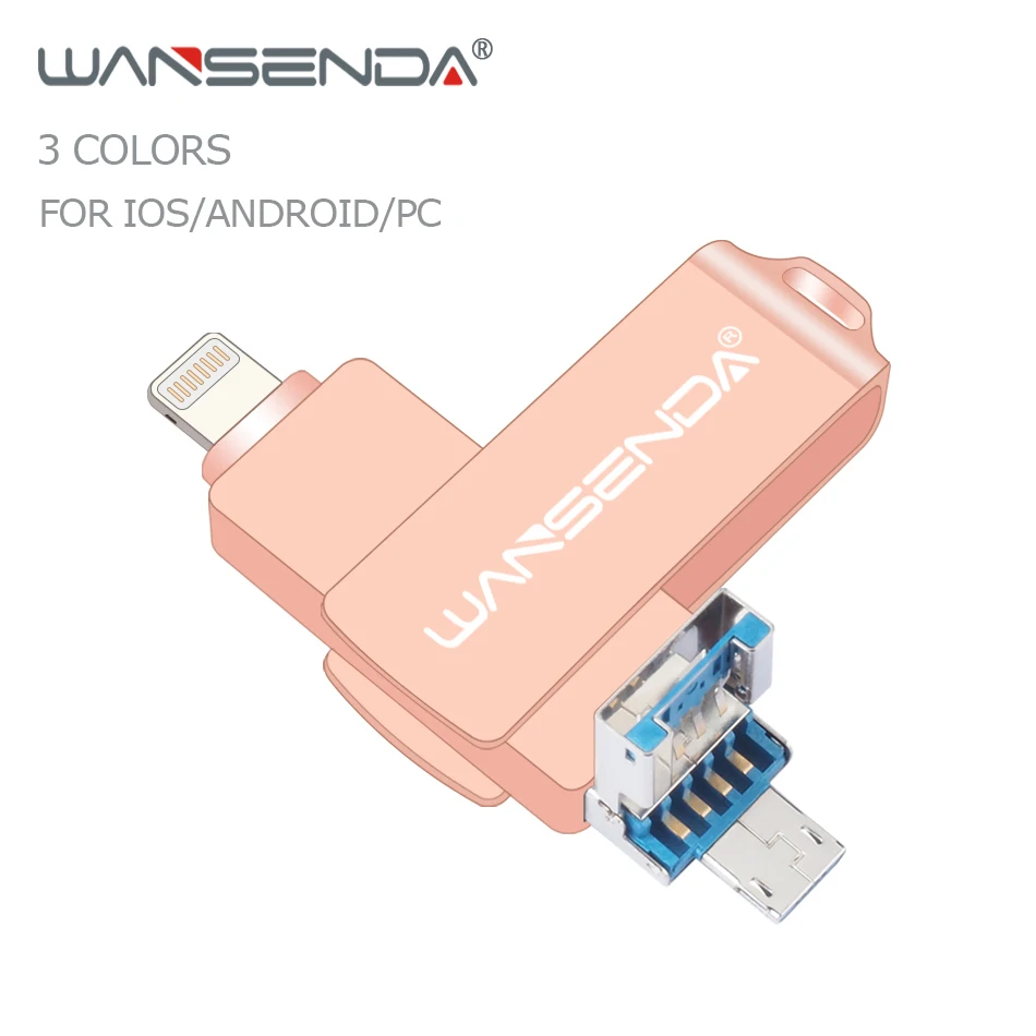 

WANSENDA 3 in 1 USB 3.0 Flash Drive for iPhone X 8 7 Plus iPad Android PC 64GB 32GB 16GB OTG Pen Drive Micro USB Stick Pendrive