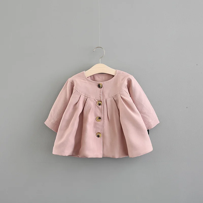 

Fashion Baby Girls Clothes Autumn Toddler Girls Wind Coat Kids Windbreaker Children Trench Coat Solid Color Baby Coat