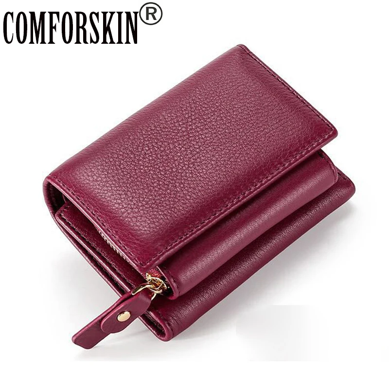

COMFORSKIN The First Layer Of Leather Women's Wallet Hot Brand Multi-function Short Style Women Hasp Purse New Arrivals Wallets