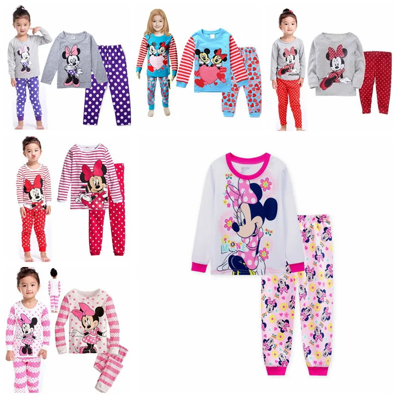 

Children Pajamas Cotton Long Sleeve Pajamas Princess Baby Girl Boys Sleepwear Top+Pants 2pcs Kids clothes set