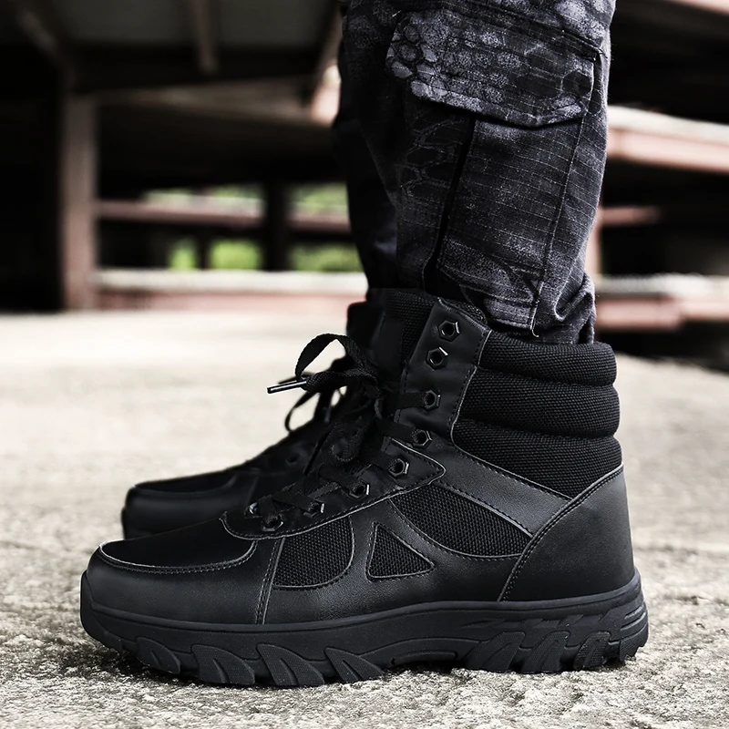 

Military Tactical Boots Plus Size 39-46 Mens Fur Tracking Boots Black Camouflage Winter Sports Shoes Comfortable Hiking Shoes