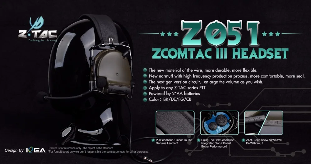 Z Тактический COMTAC III гарнитура C3 двухканальный пикап шумоподавление Гарнитура наушники Военный Airsoft Охота наушники Z051