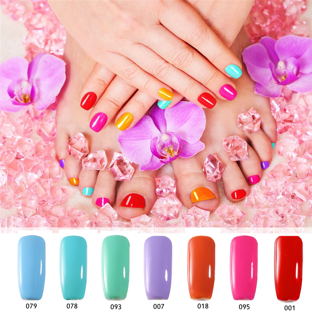 CNHIDS 8 piezas Color esmalte de Gel de uñas + Base y capa superior remojo de lámpara LED UV barniz de larga duración kit y juego de manicura y esmalte de uñas DIY