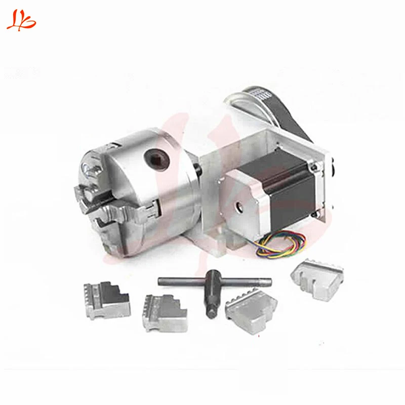 cnc router 4 jaw Chuck hollow shaft 100mm CNC 4th axis for engraving