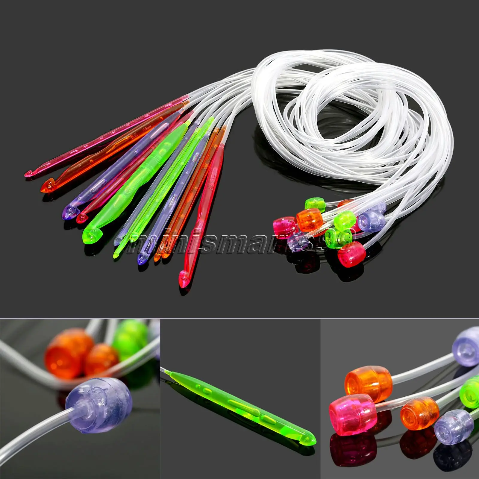 

New 12pcs 48" Flexible Plastic Afghan Tunisian Knitting Needles Crochet Hooks Weave Needles Costura Sewing Tools Accessories