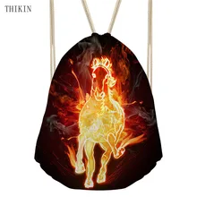 THIKIN Сумка Пляжная Женская лошадь напечатаны водонепроницаемый рюкзак спортивные сумки шопинг мешок шнурок Дети Девушки логотип на заказ Bolsos