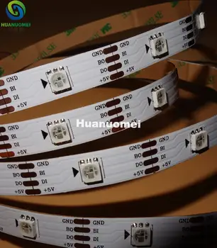 

Addressable 5m 30LEDs/m DC5V WS2813(Dual-signal wires)RGB led pixel strip,NON-waterproof,with 30pixels/M;WHITE PCB