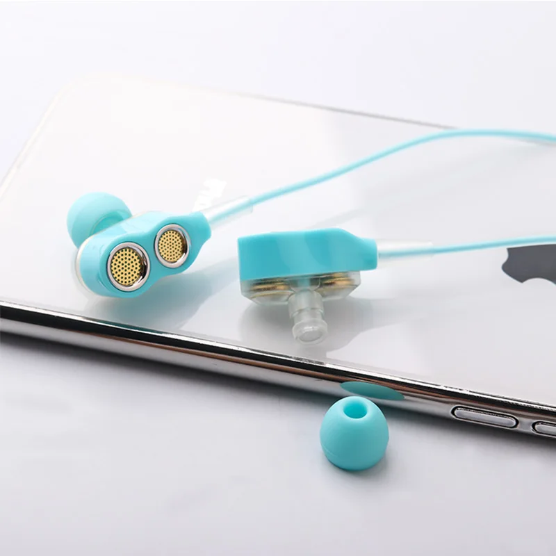 Стерео наушники Шум изоляции In ear музыкальные двойной динамический бас гарнитура