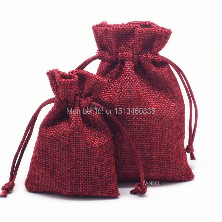 

100pcs/lot CBRL jute/linen/flax drawstring bags&pouch for cosmetic/nuts/beans,Various colors,size customized,wholesale