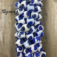 MY0211 Natural Blue Tibetan DZI Beads, Three Evil Eyes Tribal Ethnic Stone Beads for Jewelry Making football stripe natural tibetan dzi agates beads round faceted three evil eyes tribal ethnic beads my1530