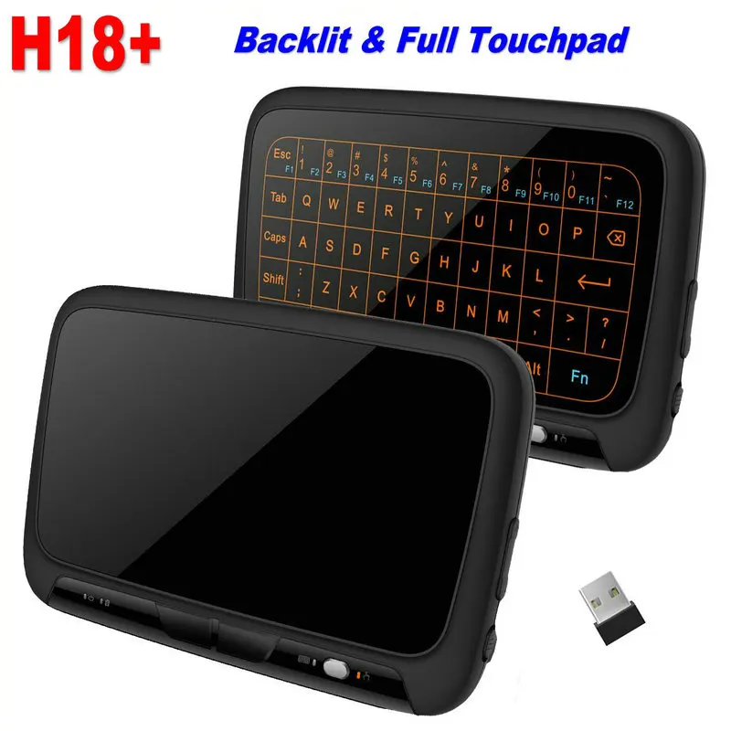Беспроводная воздушная мышь Tikigogo H18 Plus с подсветкой + 2 4G мини клавиатура пульт