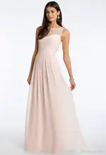 

Floor Length Chiffon And Lace Light Blush Pink Bridesmaid Dresses