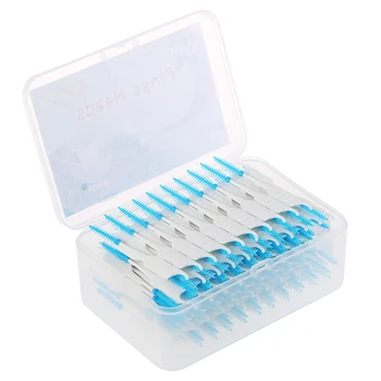 

200Pcs/Box Floss Interdental Brush Teeth Stick Toothpick Soft Silicone Double-ended Tooth Picks Oral Care