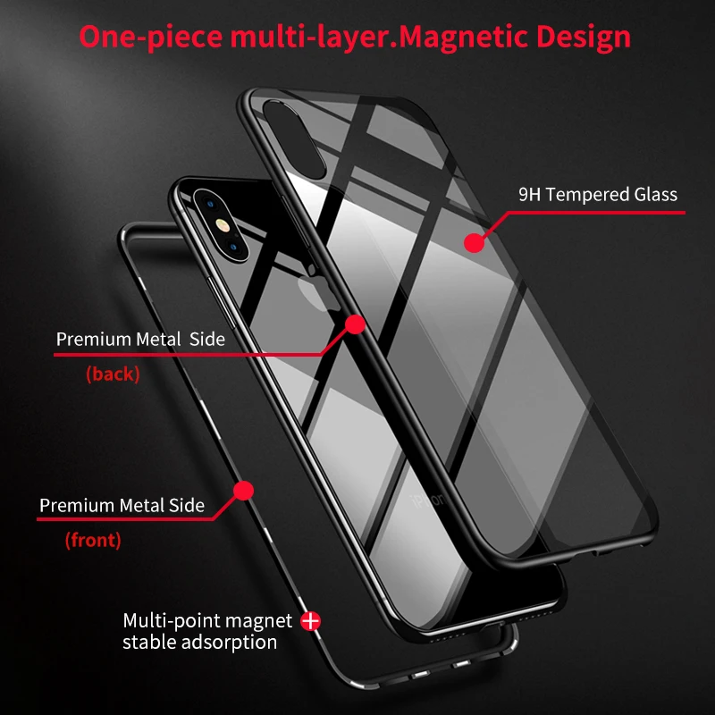 IHaitun роскошный Магнитный стеклянный чехол для iPhone 11 Pro Max XS MAX XR X чехол s Магнитная откидная задняя крышка для iPhone X 10 7 8 Plus