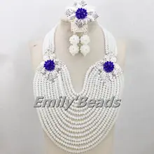 Костюм африканских Бусины в нигерийском стиле свадебный комплект ювелирных изделий белый кристалл Бусины Jewlery Наборы для ухода за кожей большой партии комплект ювелирных изделий aej994