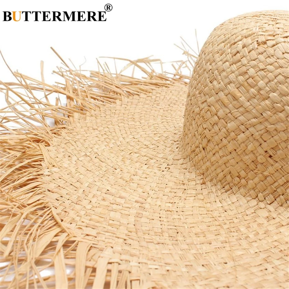 BUTTERMERE шляпа от солнца с широкими полями, женская летняя соломенная шляпа из рафии с бахромой, модные женские пляжные шляпы Gorra Hombre
