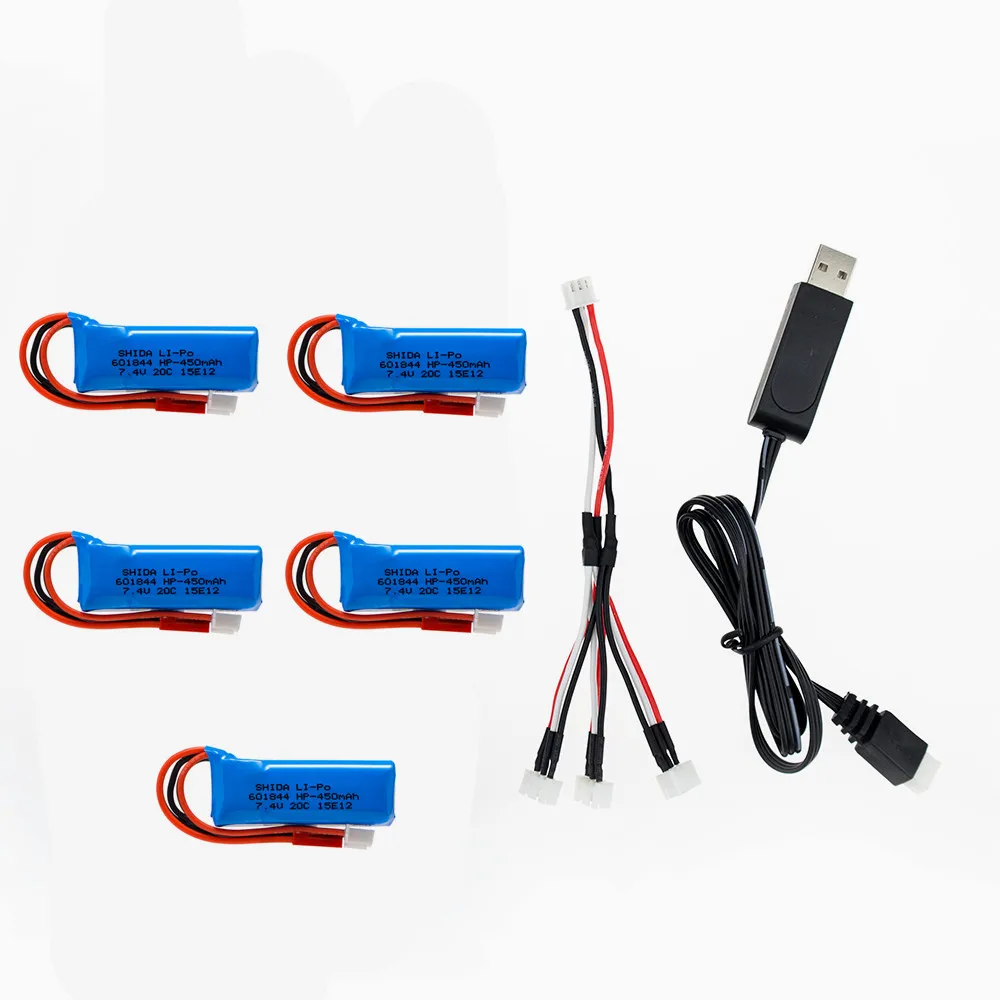 

2 3 4 5 pcs/lot 7.4V 450mAh 20C Lipo Battery 2S usb charger and cable for WLtoys K969 K989 K999 P929 P939 RC Car
