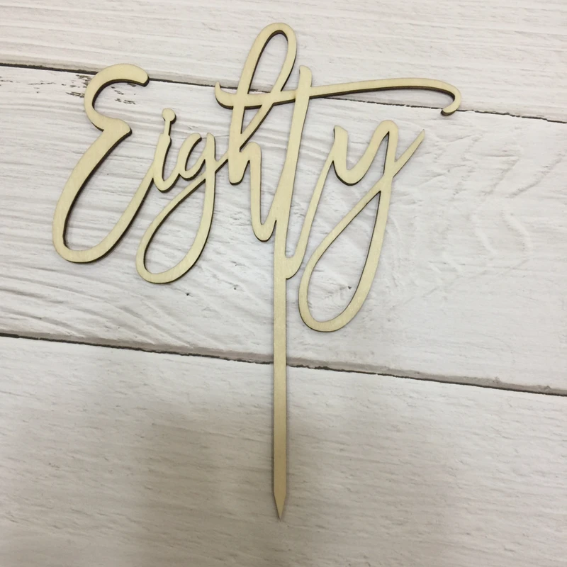 

20pcs 80th Birthday Gift Eighty Number wood anniversary birthday cake topper