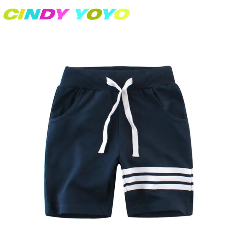 

Kids Boys Cropped Trousers Children Pants Cotton Kids Knee Length Striped Pants Elastic Pockets Baby Five Pants 1-7T