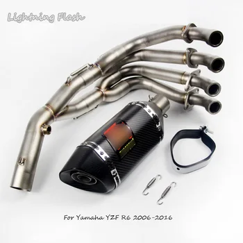 

For Yamaha R6 2006-2016 Slip On Motorcycle Silencer Full Exhaust System Pipe + Front Pipe Connecting Link Pipe Set Moto Refit