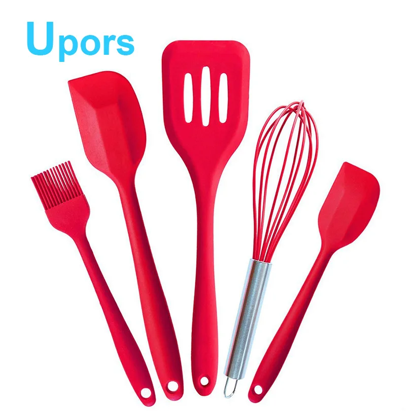 5pcs Silicone Cooking Tools Silicone Kitchen Utensils Set Health Silicone Scraper Shovel Brush Whisk Silicone Kitchenware