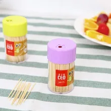 Качество окружающей среды бутилированная бамбука зубочистки ствол прозрачный держатель для зубочисток с 380 шт. зубочистки 8 см* 4.5 см