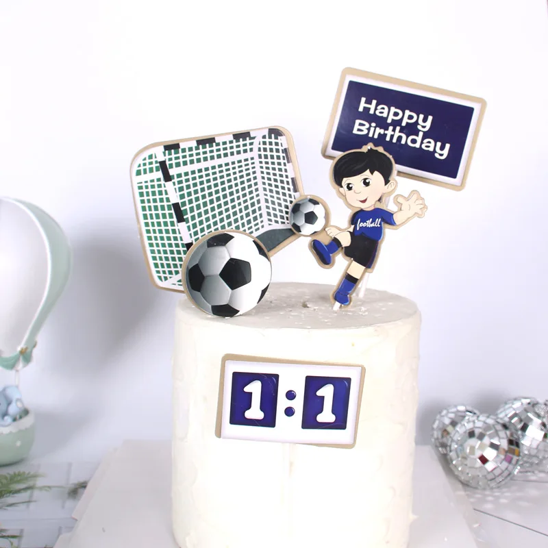 Мальчик футбол Спортивная Тема Топпер для торта «С Днем Рождения» мультфильм дети футбол день рождения торт украшения вечерние принадлежности
