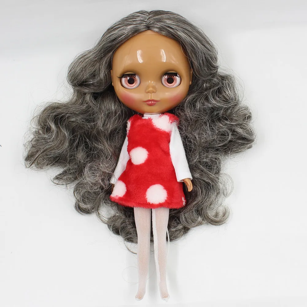 

Nude Doll dark skin burning skin black mix white hair wavy hair normal doll 260BL950/6025