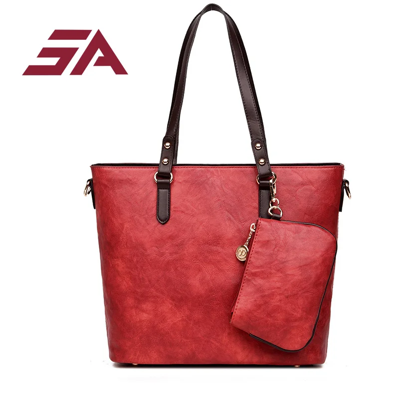 

sa 2018 new arrival bag for women large casual tote shoulder messenger bag female high quality coin purse composite bag 2 sets