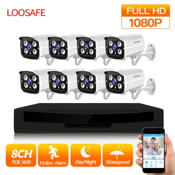 

LOOSAFE 1080P POE HDMI POE NVR Kit CCTV Securit 8CH NVR PoE P2P Kit Outdoor Security IP Cam 8CH HDD P2P Onvif Surveillance Set