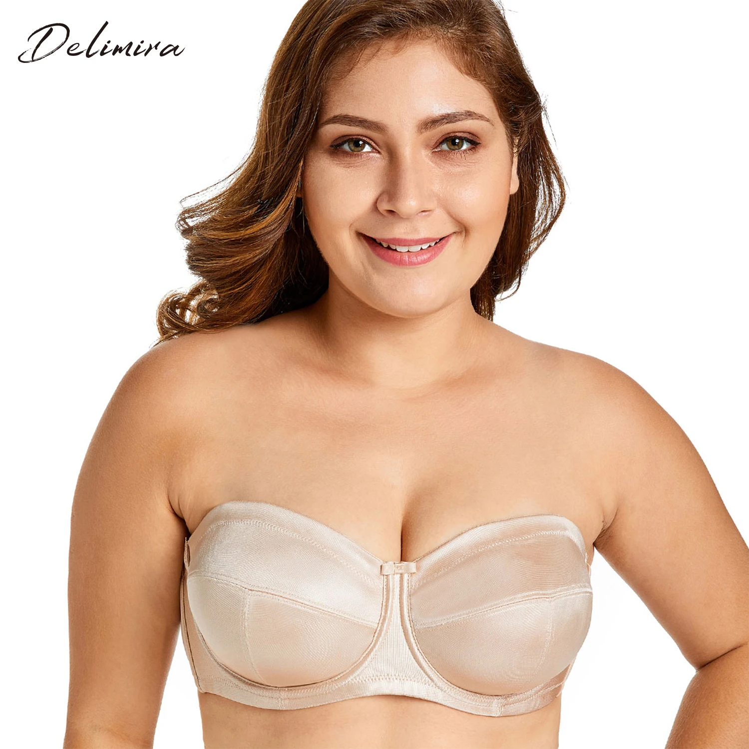  Delimira Women's No Padding Underwire Ultra Support Convertible Strapless Bra