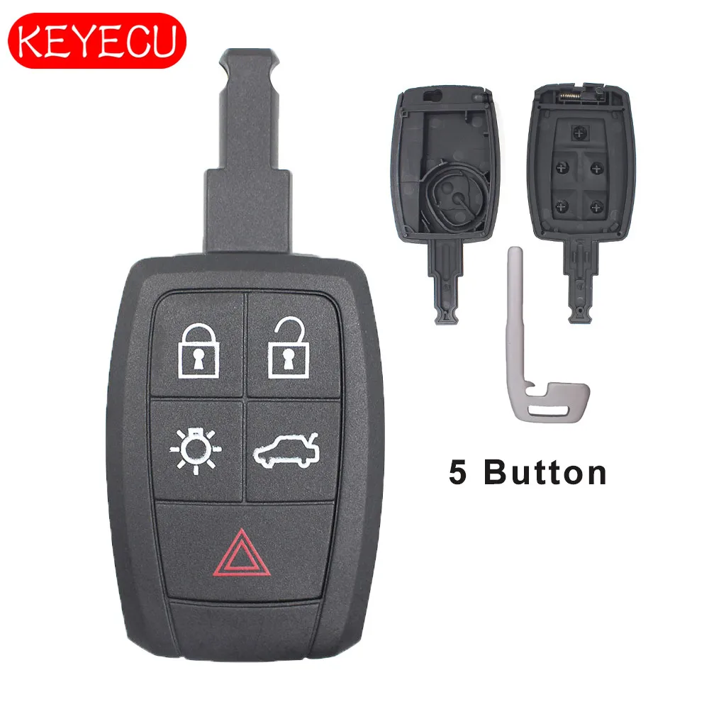 

KEYECU Smart 5 Button Remote Car Key Shell Case Keyless Entry Replacement for Volvo C30 C70 S40 V50 FCC ID: KR55WK49259