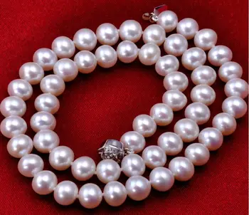 

Hot selling free shipping********Genuine Natural 9-10mm Australia South Sea white Pearl necklace 18inch
