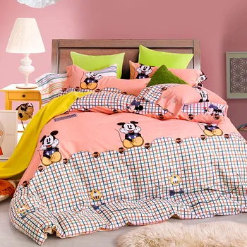 

DISNEY 100% Cotton mickey mouse bedding sets 4PCS minnie kids duvet cover queen/full size bedsheet bed set
